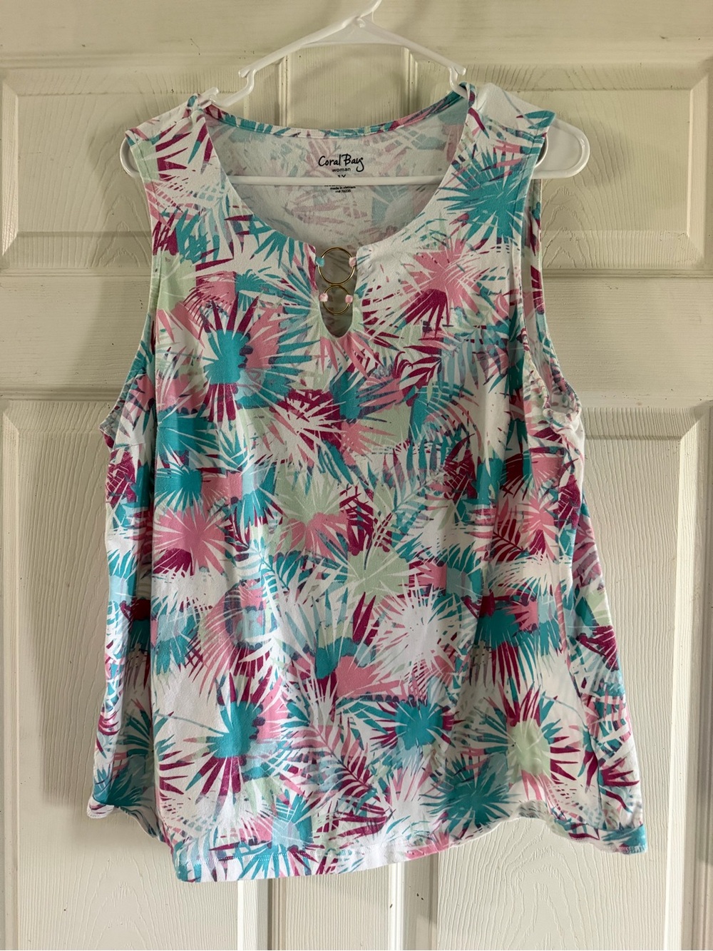 Coral Bay Tropical Print Sleeveless Tank in Teal, Pink & Mint